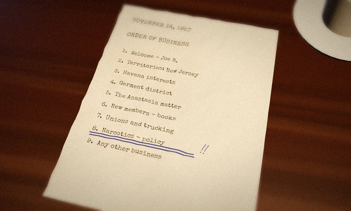 Agenda on the sideboard in the escape room