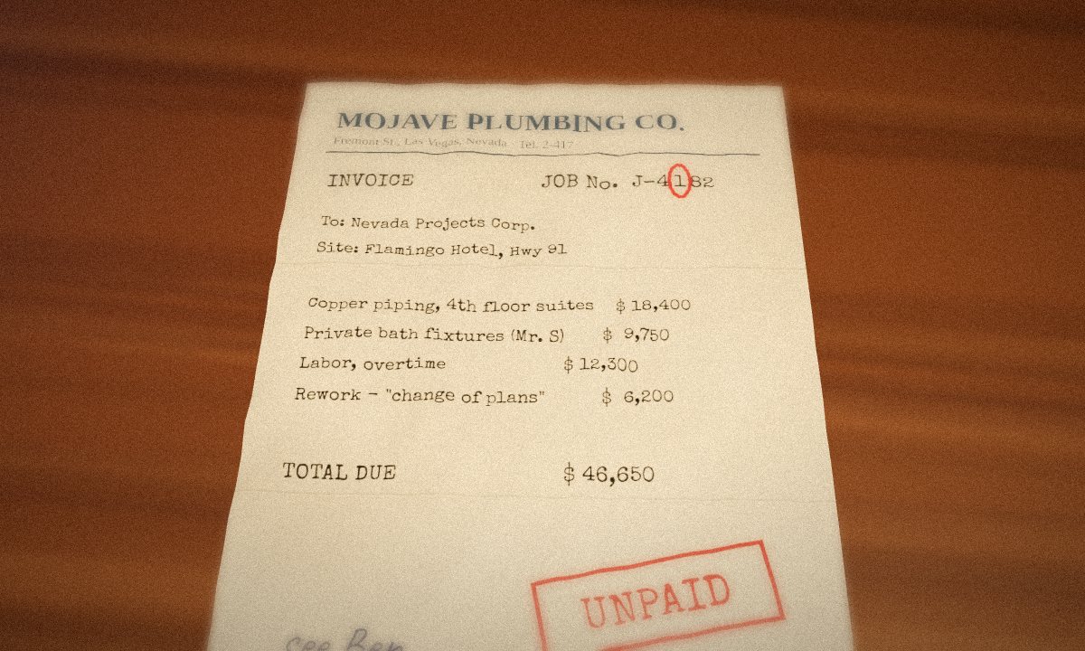 Plumber's Invoice in the escape room