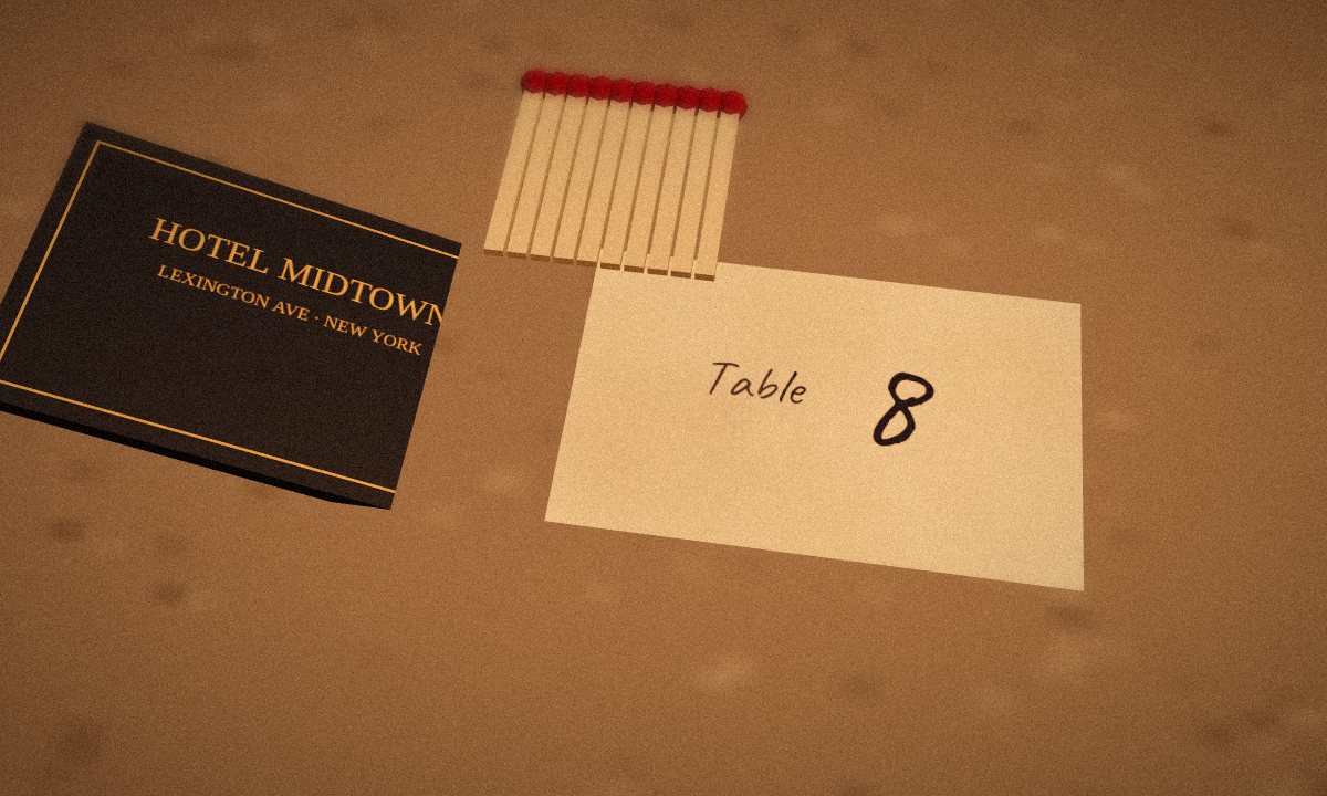 Matchbook on the pavement in the escape room