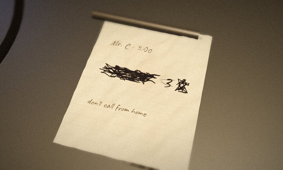 Notepad by the phone in the escape room